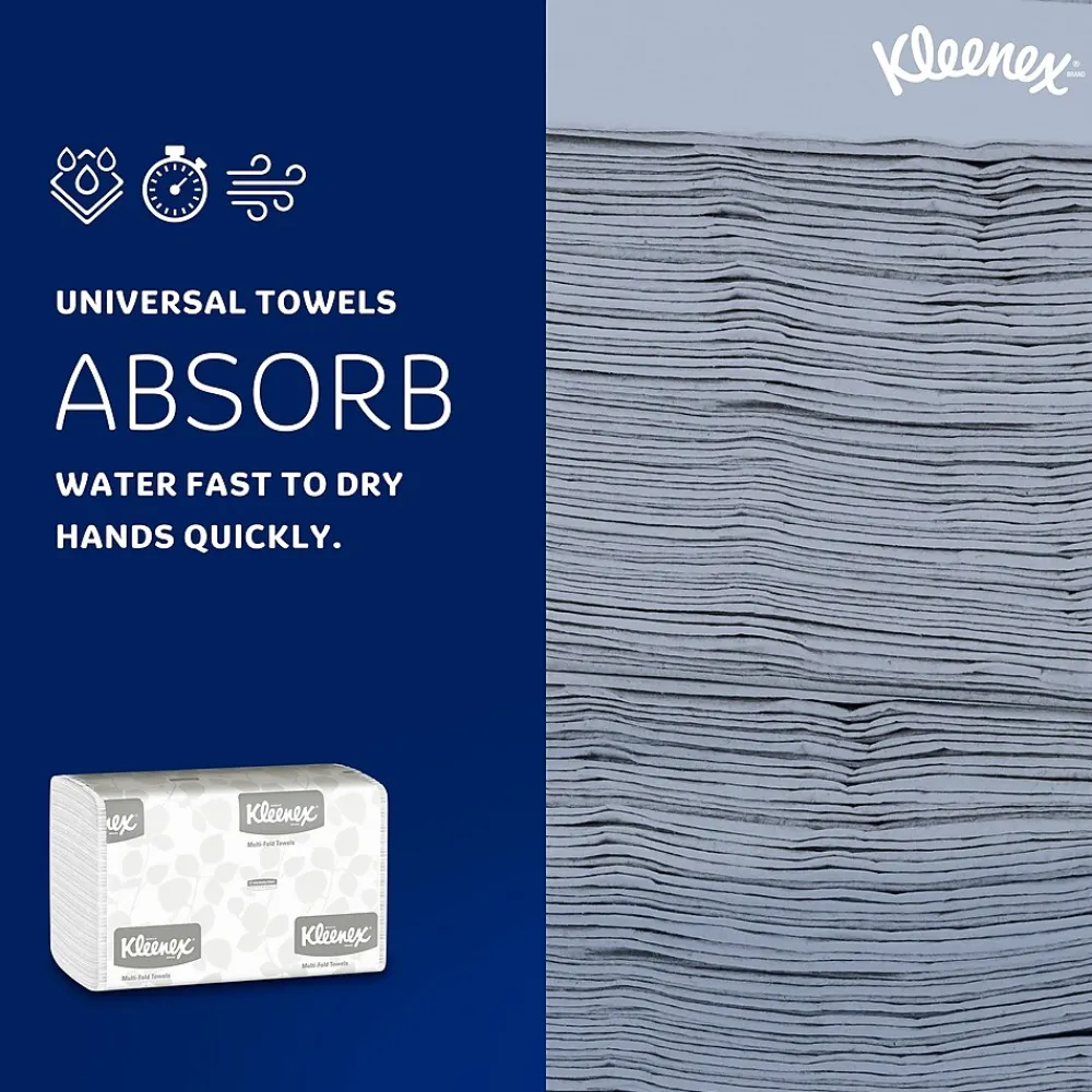Kleenex Multifold Paper Towels, 1-ply, White, 150 Sheets/Pack, 16 Packs/Carton (01890)