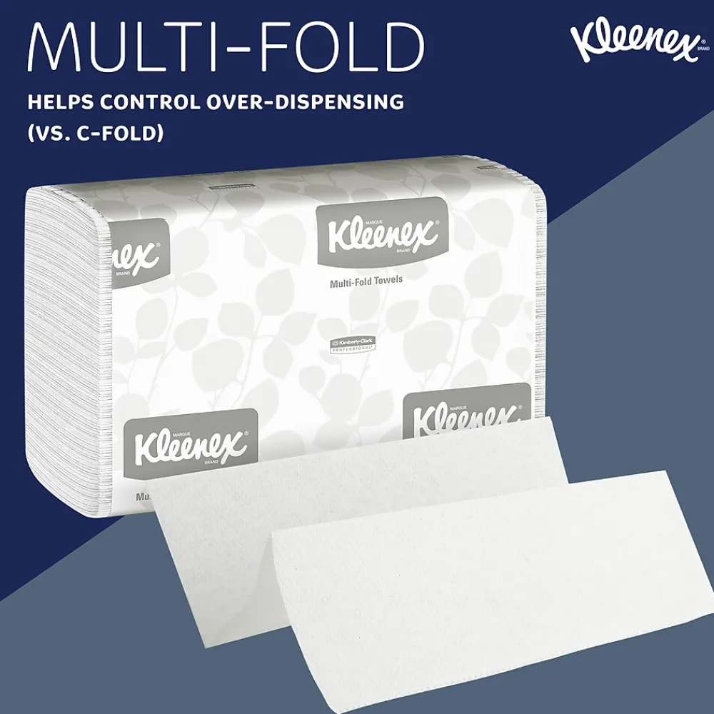 Kleenex Multifold Paper Towels, 1-ply, White, 150 Sheets/Pack, 16 Packs/Carton (01890)