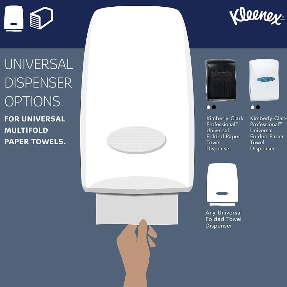 Kleenex Multifold Paper Towels, 1-ply, White, 150 Sheets/Pack, 16 Packs/Carton (01890)