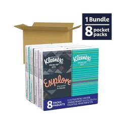 On the Go Ultra Facial Tissue, 3-ply, 10 Tissues/Box, 8 Boxes/Pack (46551)<Kleenex
