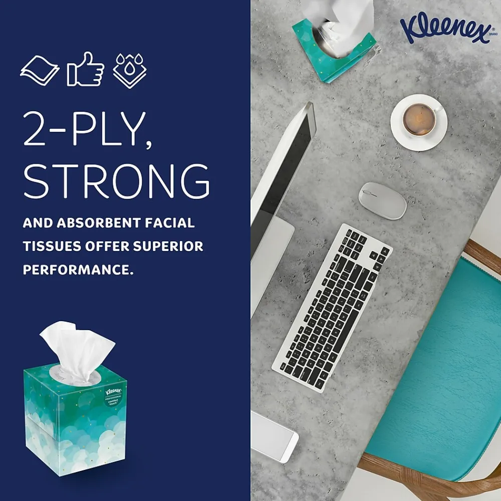 Professional Cube Facial Tissue, 2-ply, White, 90 Sheets/Box (21270)<Kleenex Discount