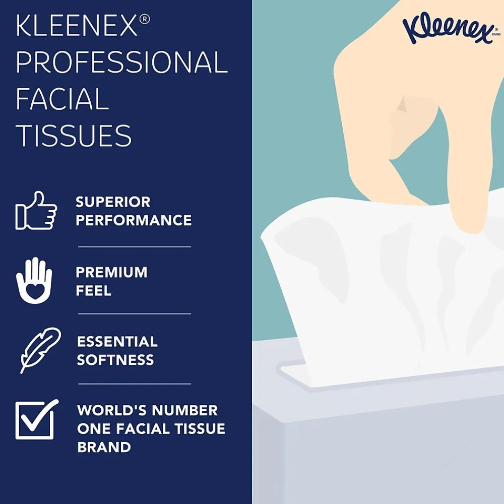 Professional Cube Facial Tissue, 2-ply, White, 90 Sheets/Box (21270)<Kleenex Discount