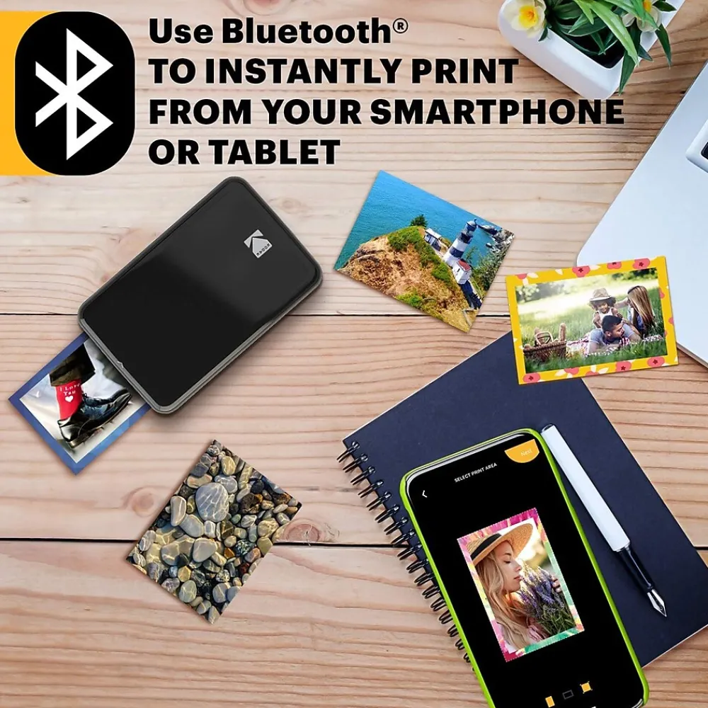 Kodak Step Mobile Zero Ink Instant Photo Printer, Single-Function, Black (RODMP20AMZBL)