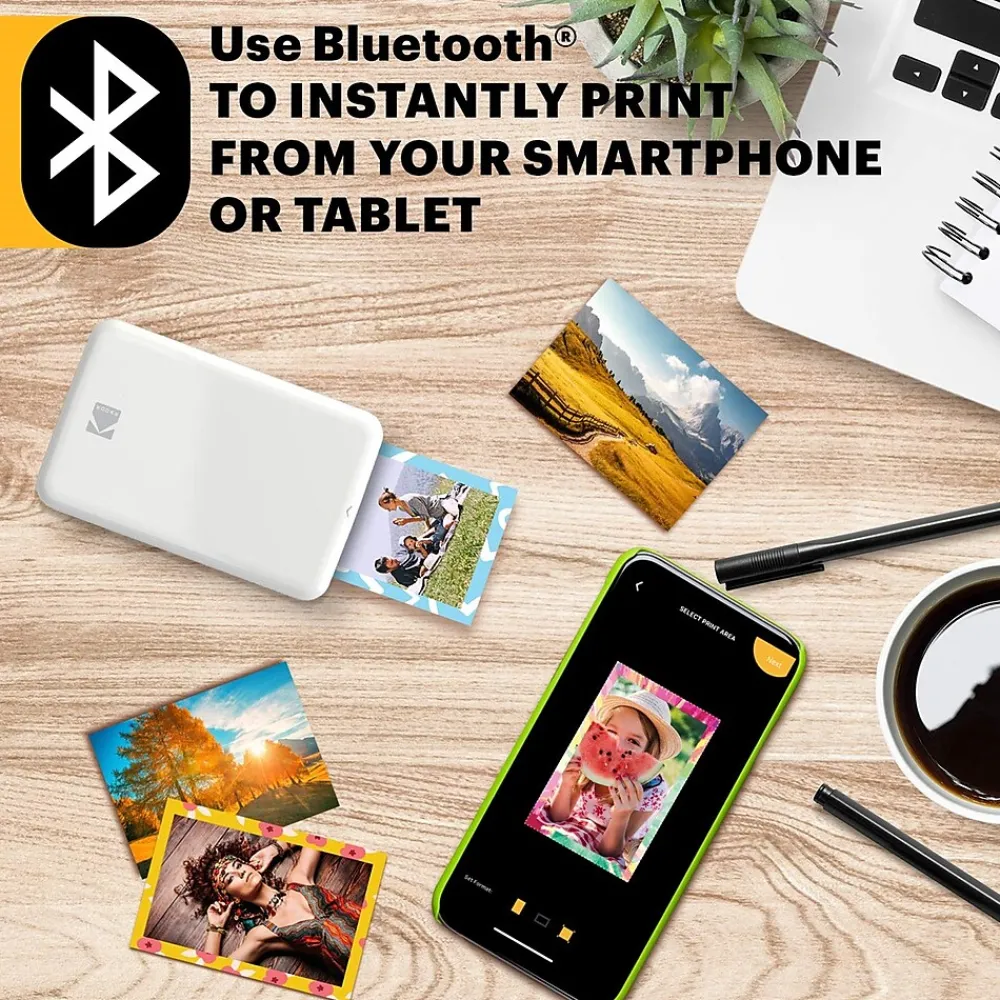 Kodak Step Mobile Zero Ink Instant Photo Printer, Single-Function, White (RODMP20AMZW)
