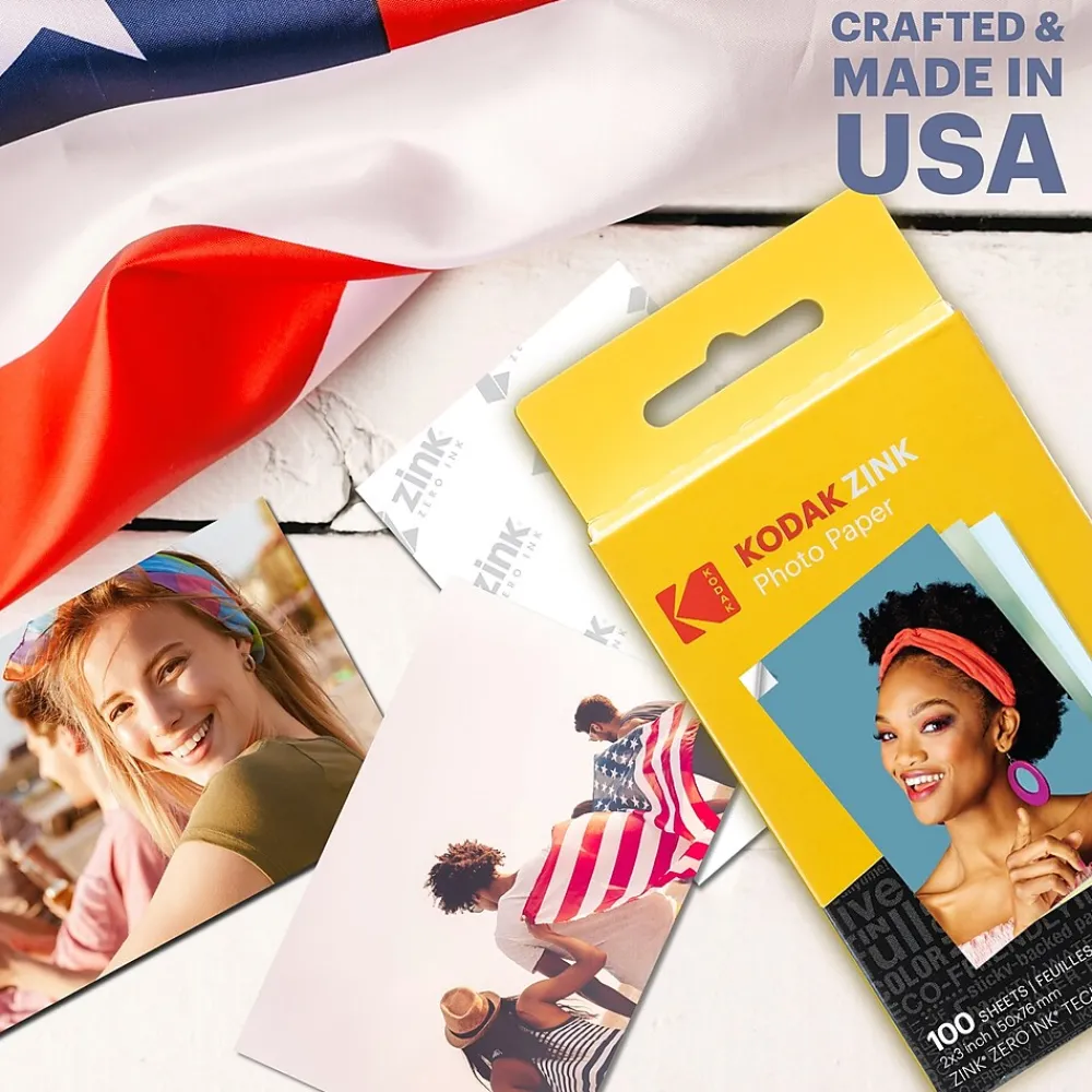 Photo Paper*Kodak Zink Premium Photo Paper, 2" x 3", 100 Sheets/Pack (RODZ2X3100)