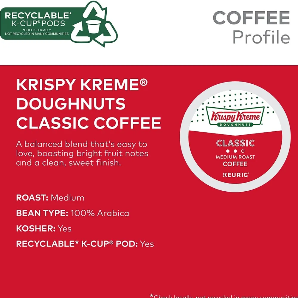 Krispy Kreme Classic Coffee Keurig® K-Cup® Pods, Medium Roast, 48/Box (373163)