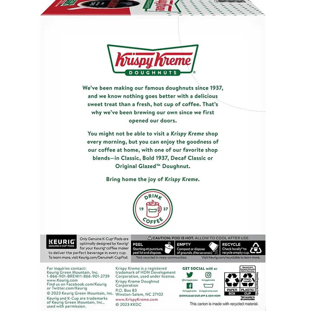 Krispy Kreme Classic Coffee Keurig® K-Cup® Pods, Medium Roast, 24/Box (06110)