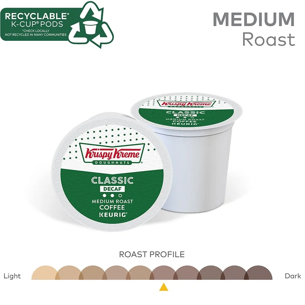 Krispy Kreme Classic Decaf Coffee, Medium Roast, Keurig K-Cup Pods, 24/Box (06111)
