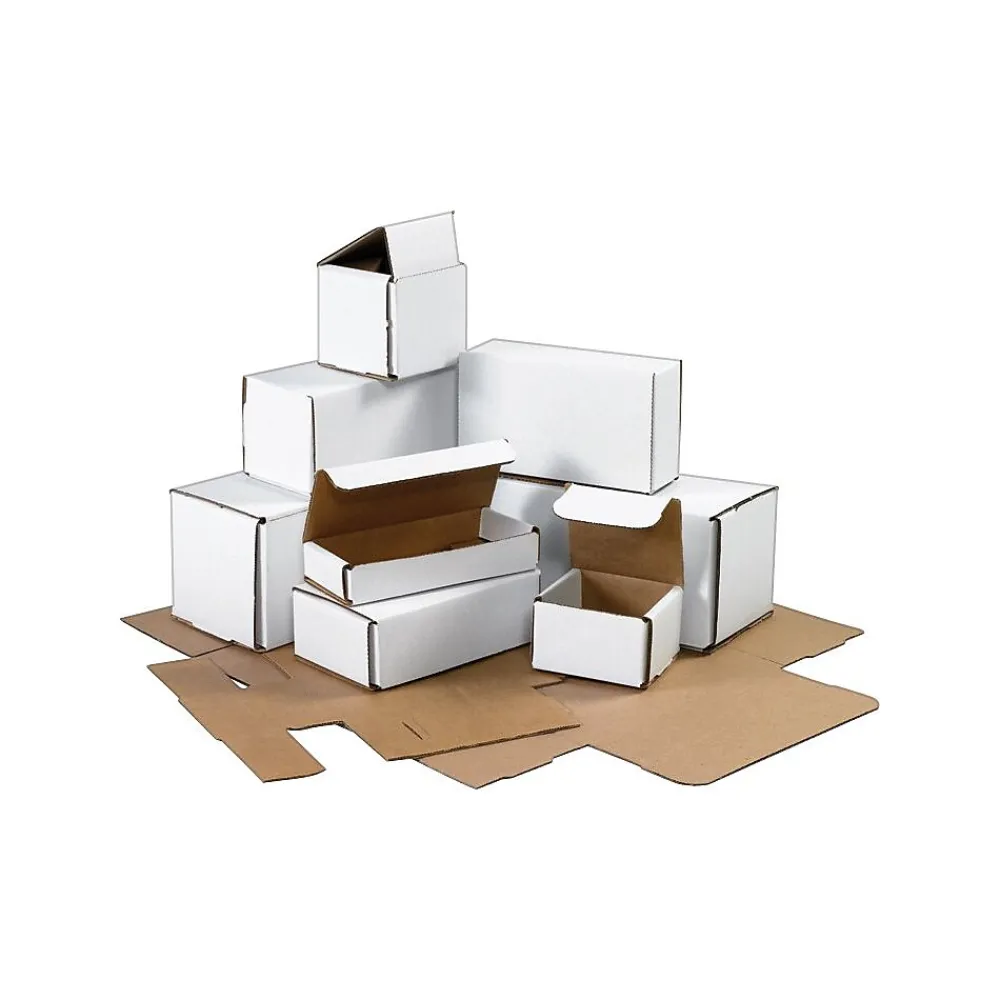 Discount The Packaging Wholesalers 10L X 4-7/8W X 3-3/4"H Corrugated Mailer, White, 50/Bundle (BSMLR6)