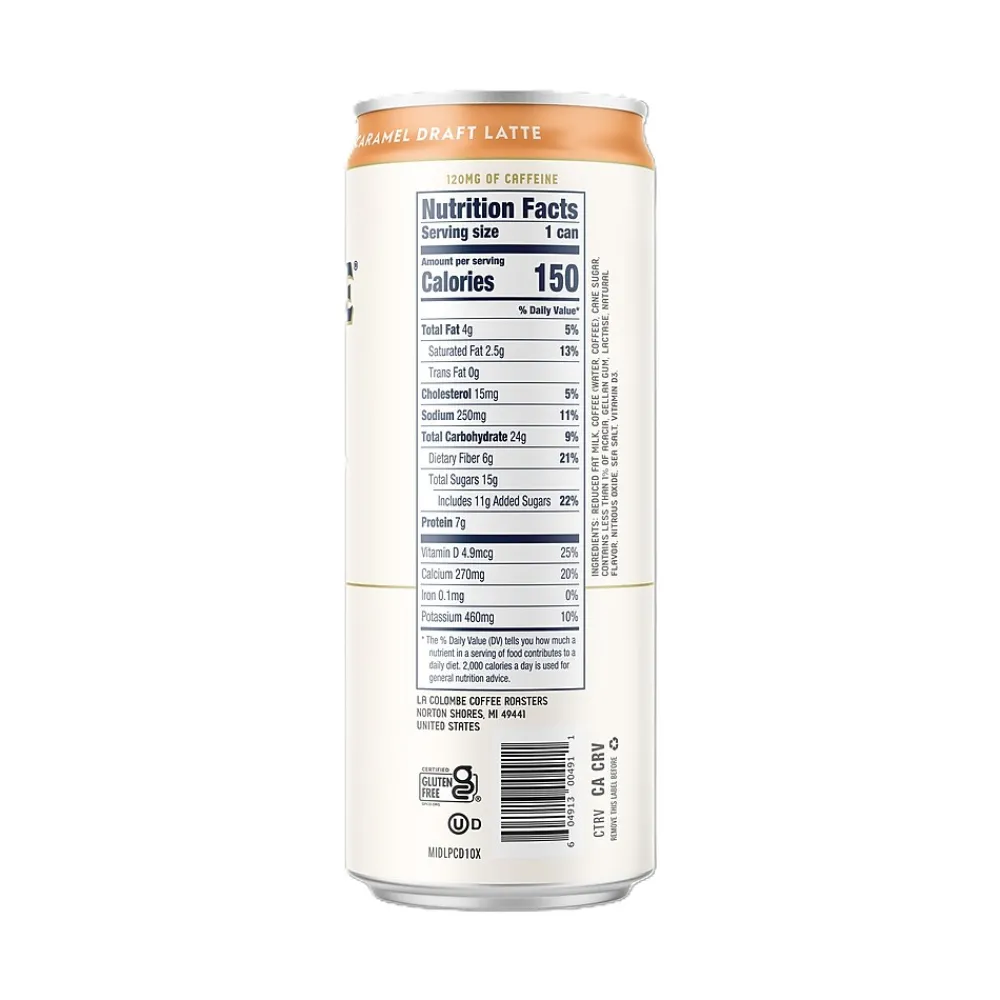 La Colombe Coffee La Colombe Draft Caramel Latte Caffeinated Cold Brew Coffee, Medium Roast, 11 oz., 12/Carton (PPPURC1216)