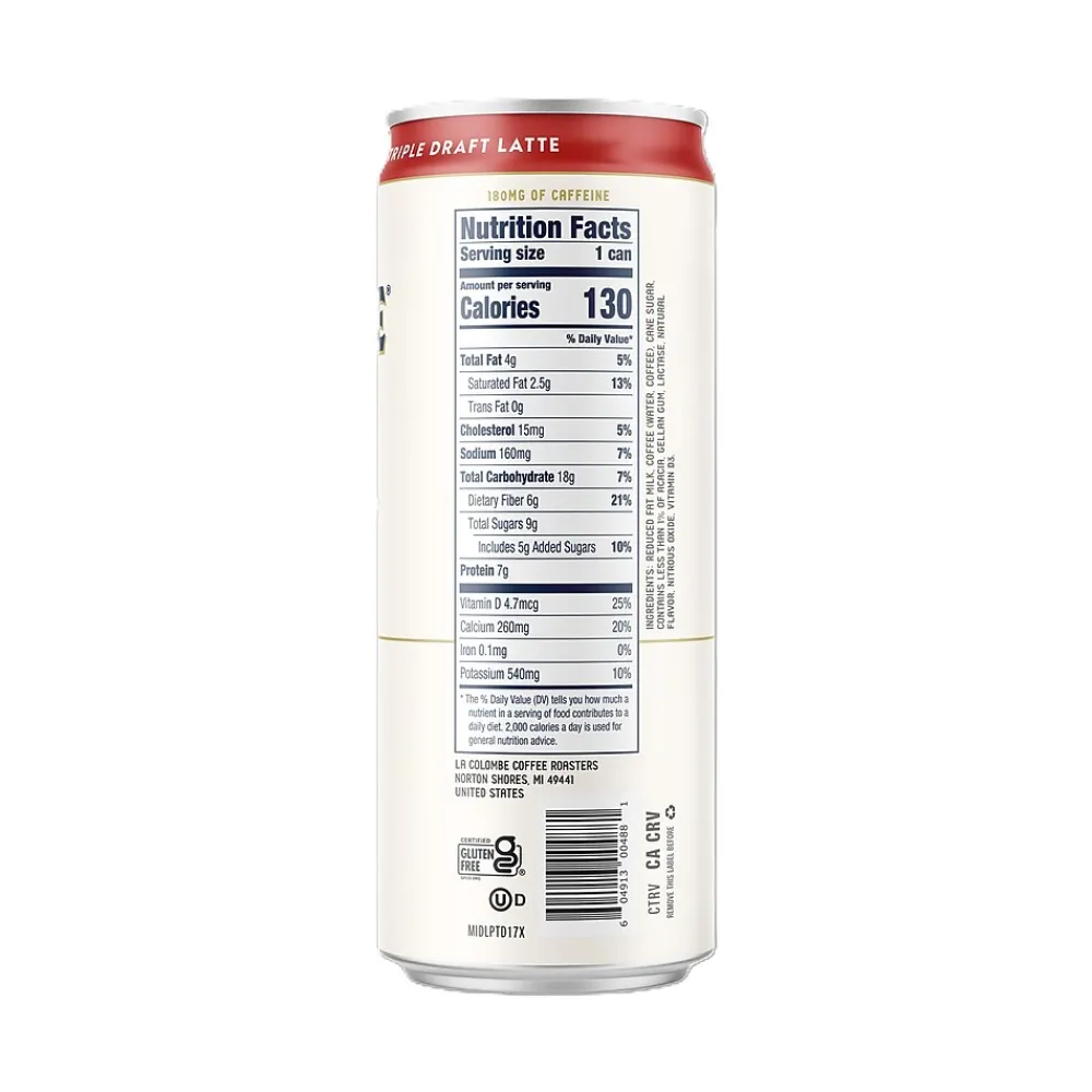 La Colombe Coffee La Colombe Draft Triple Shot Espresso Latte Caffeinated Cold Brew Coffee, Medium Roast, 11 oz., 12/Carton (PPPURC1204)