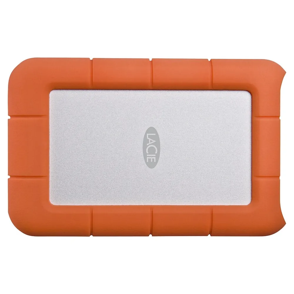 Clearance LaCie Rugged 2TB External Hard Drive Portable HDD USB-C USB 3.0 Drop Shock Resistant for Mac and PC, Orange (STFR2000800)