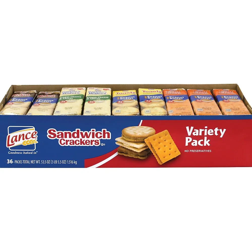 Lance Sandwich Crackers Variety Pack, 36 Count (220-00400)