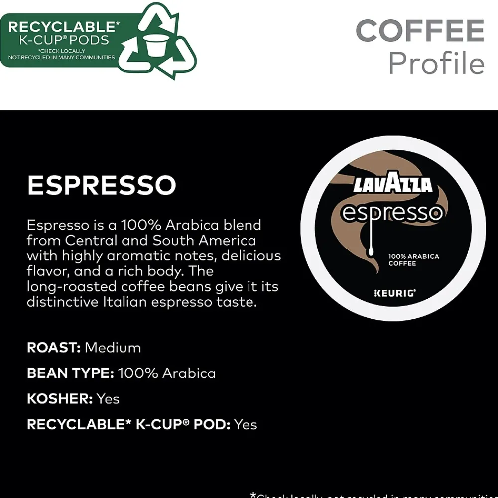 Lavazza Perfetto Espresso Coffee Keurig® K-Cup® Pods, Dark Roast, 22/Box (6000)