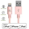 LAX Apple MFI Certified 4 Feet Strong Braided Lightning USB Data Synch Charging Cable, Rose Gold<LAX Gadgets Clearance