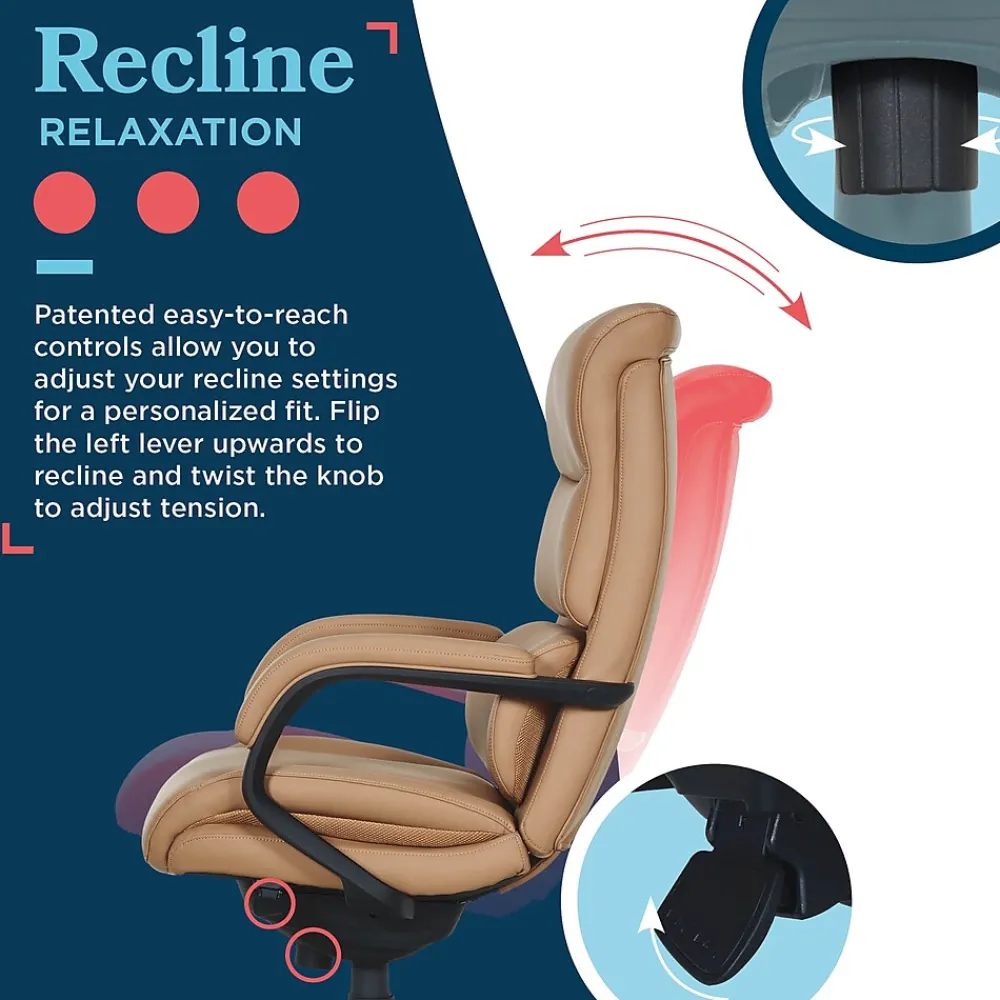 Office Chairs*La-Z-Boy Aberdeen Ergonomic Bonded Leather Swivel Executive Chair, Tan (51545-TAN)