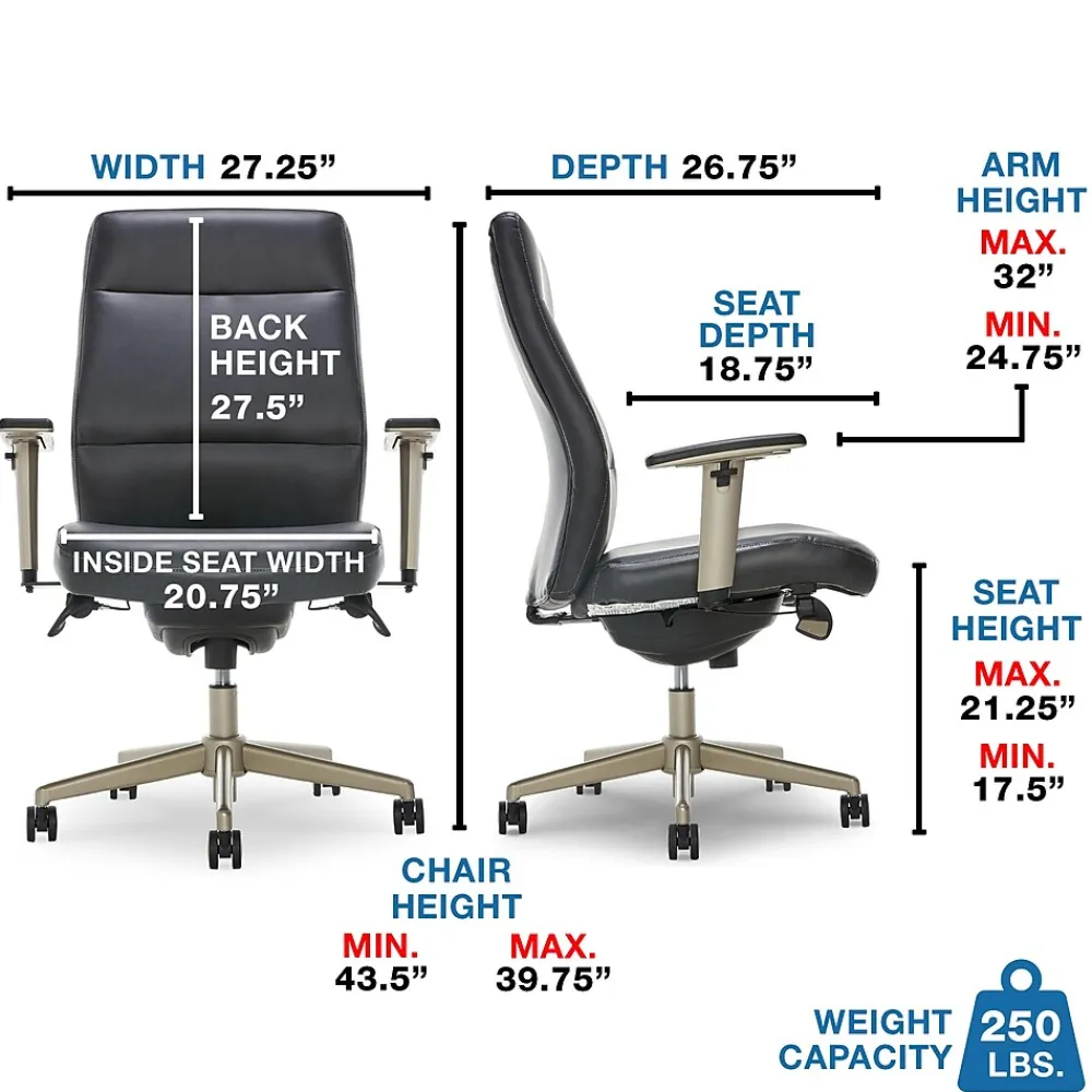 Office Chairs*La-Z-Boy Baylor Ergonomic Faux Leather Swivel Executive Chair, Black (CHR10085B)