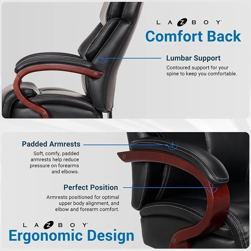 Office Chairs*La-Z-Boy Bradley Bonded Leather Executive Chair, (46089-CC) Black