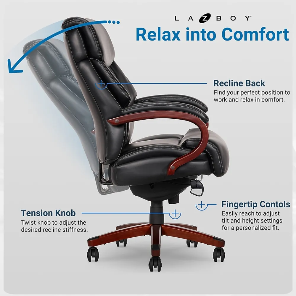 Office Chairs*La-Z-Boy Bradley Bonded Leather Executive Chair, (46089-CC) Black