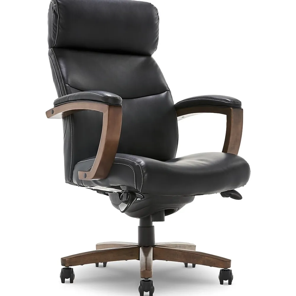 Office Chairs*La-Z-Boy Greyson Ergonomic Bonded Leather Swivel Executive Chair, Black (CHR10086B)