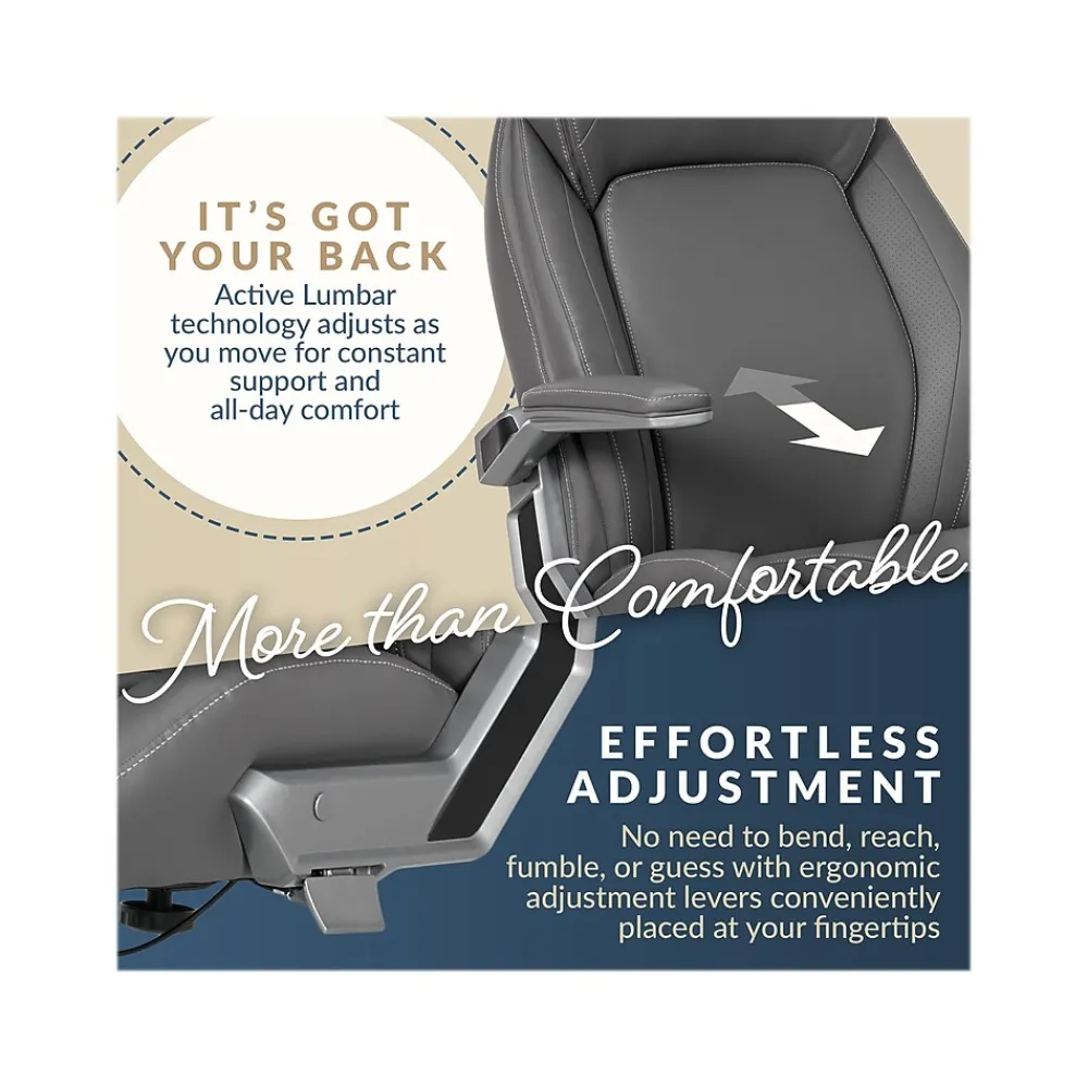 Office Chairs*La-Z-Boy Meyer Ergonomic Bonded Leather Swivel Executive Chair, (60082-GRY) Gray