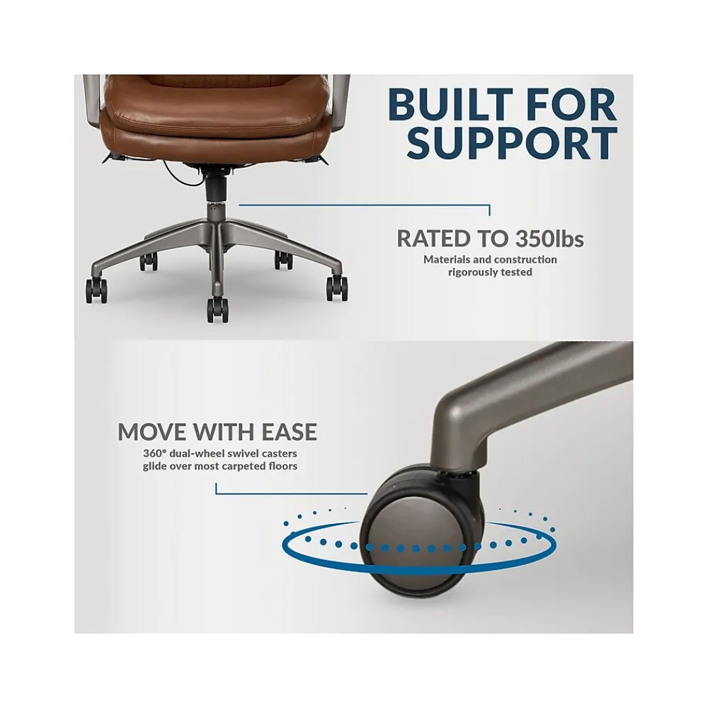 Ergonomic Chairs*La-Z-Boy Nova Ergonomic Polyurethane Swivel Executive Chair, (52372-CBRN) Cognac
