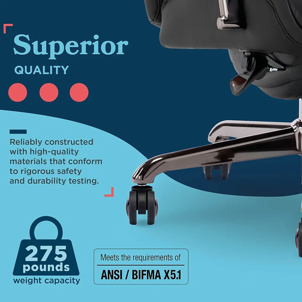 Office Chairs*La-Z-Boy Symphony Ergonomic Bonded Leather Swivel Executive Chair, Black and Graphite (CCHR10013E)