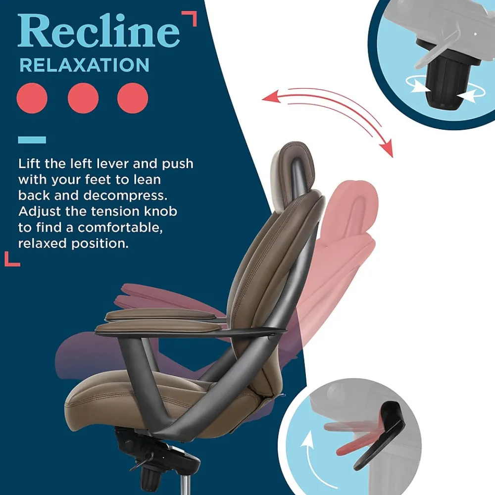 Office Chairs*La-Z-Boy Vannes Ergonomic Faux Leather Swivel Executive Chair, Brown (60101-BRN)