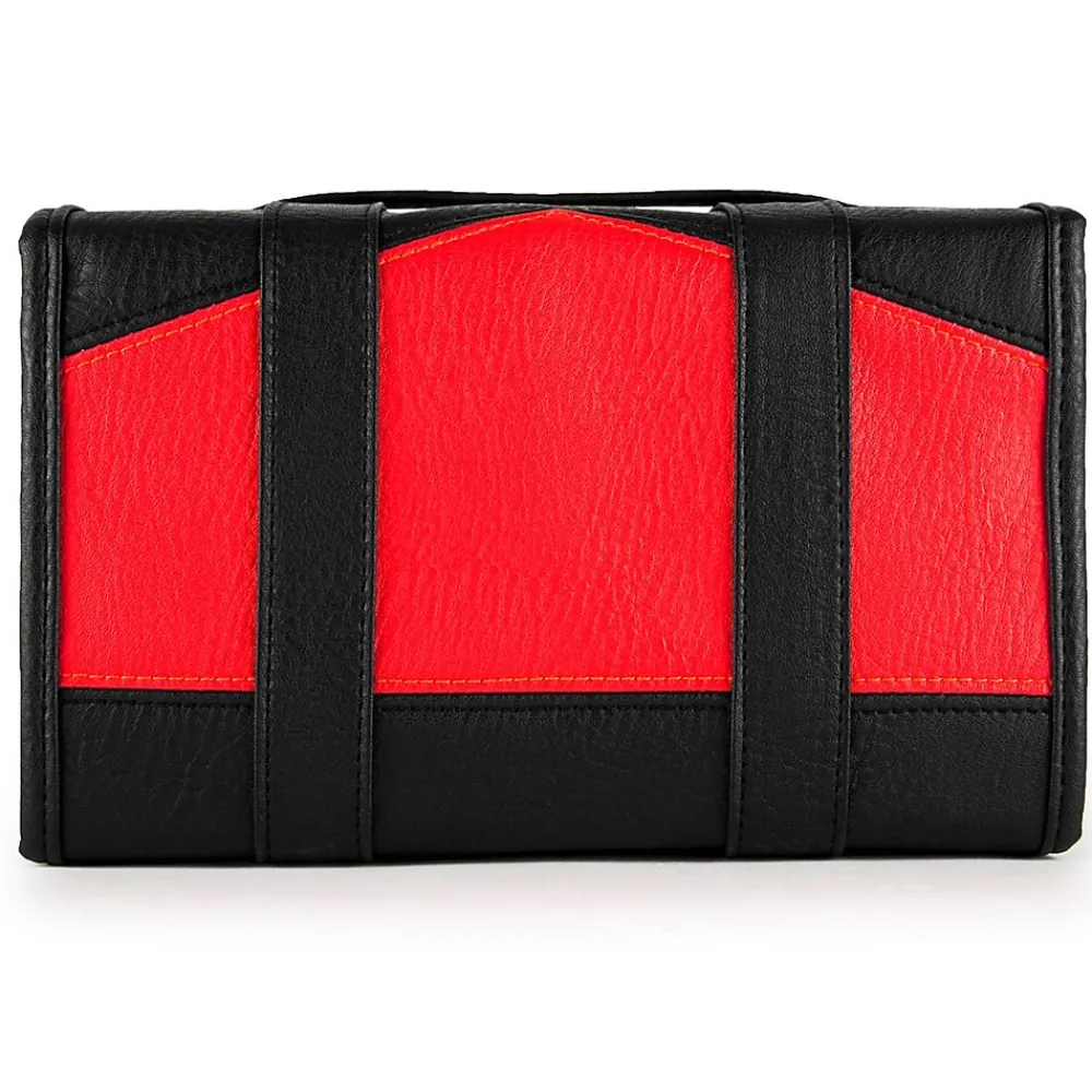 5" Faux Leather Travel Organizer, Water Resistant, Red Black (LENLEA025)<Lencca Discount