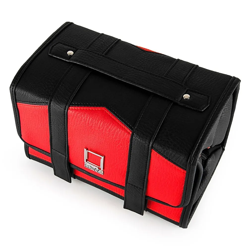 5" Faux Leather Travel Organizer, Water Resistant, Red Black (LENLEA025)<Lencca Discount
