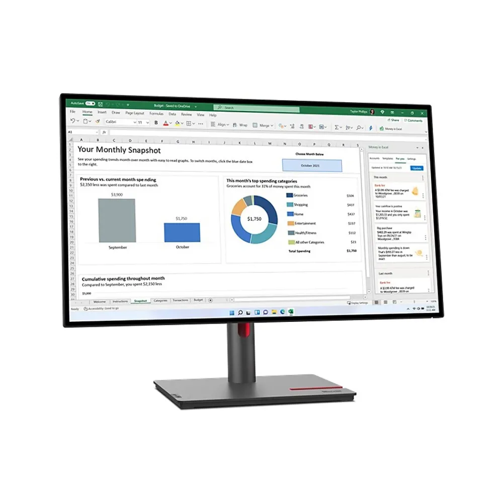 Outlet Lenovo ThinkVision P27h-30 27" WLED Monitor, Black (63A1ZAR1US)