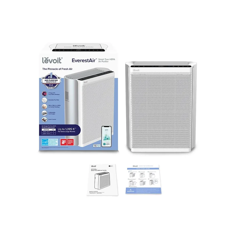 Levoit EverestAir Floor-Standing Smart Air Purifier, 5-Speed, Wi-Fi Enabled, Silver (HEAPAPLVSUS0119Y)