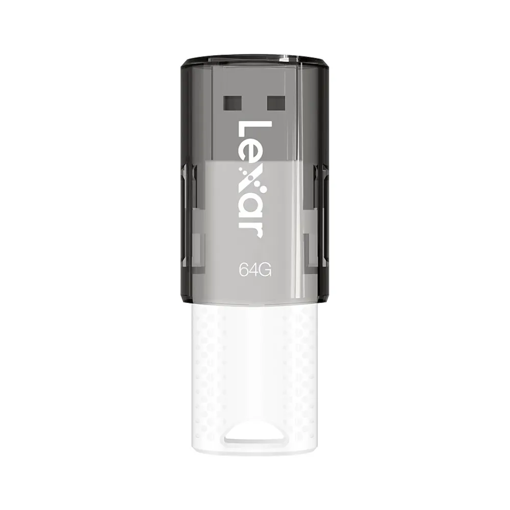 Lexar JumpDrive S60 64GB USB 2.0 Type A Flash Drive, Grey/White, 3/Pack (LJDS60-64GB3NNU)