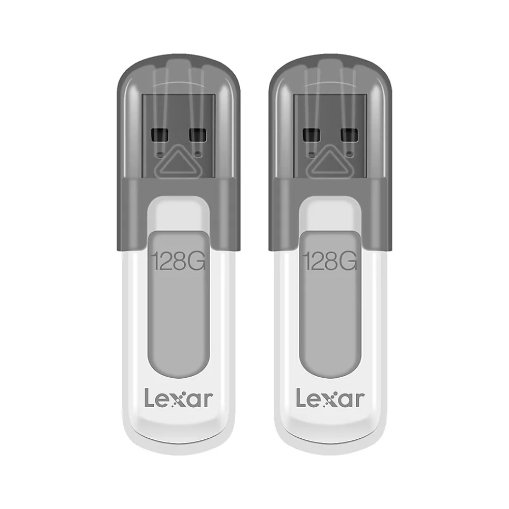 Best Lexar JumpDrive V100 128GB USB 3.0 Flash Drive, Gray, 2/Pack (LJDV100128G-B2HNU)