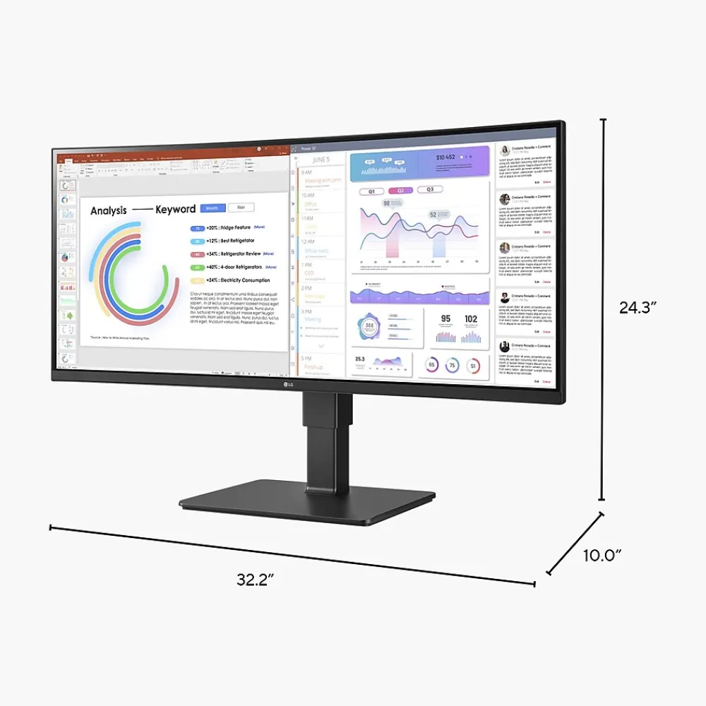 Hot LG 34" UltraWide WQHD Curved IPS 60 Hz LED Monitor with Built-in Universal Docking Station, Business Black (34BQ77QB-B)