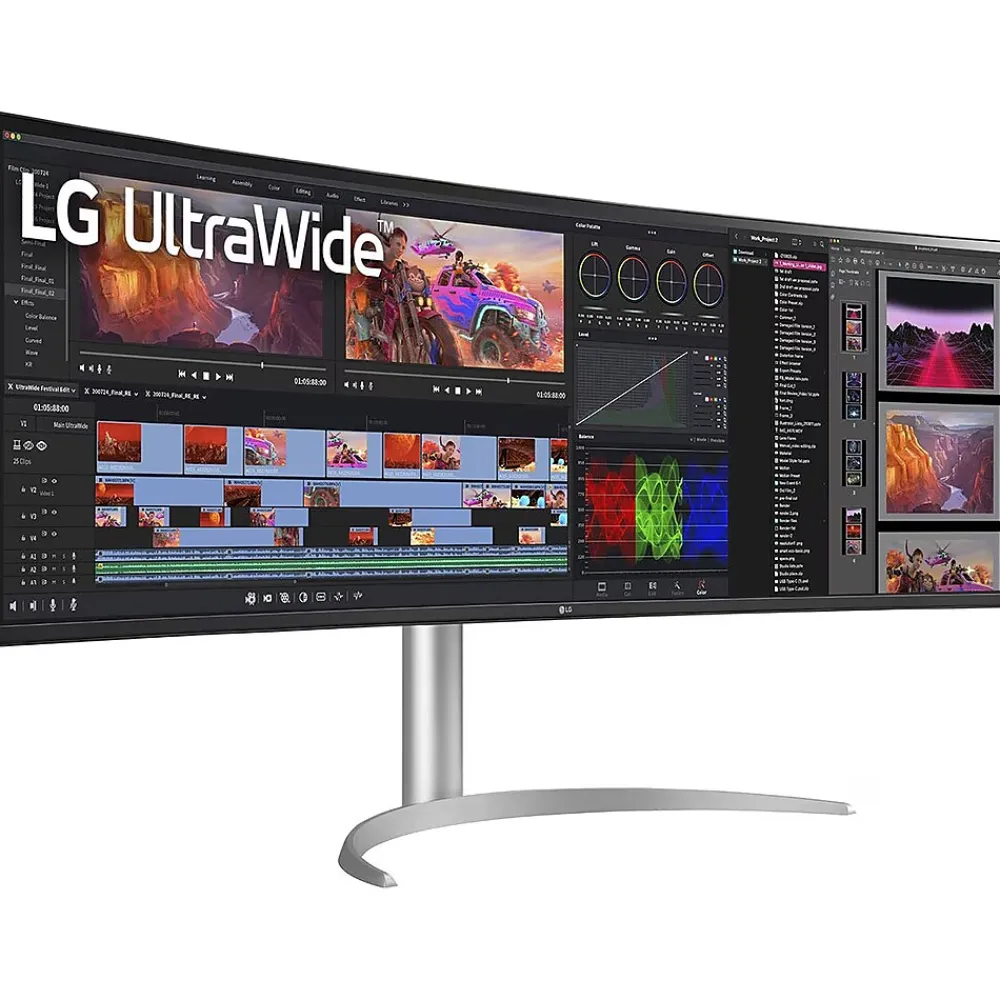 Outlet LG UltraWide 49" Curved Nano IPS Monitor, Black Glossy/Silver Texture (49BQ95C-W)