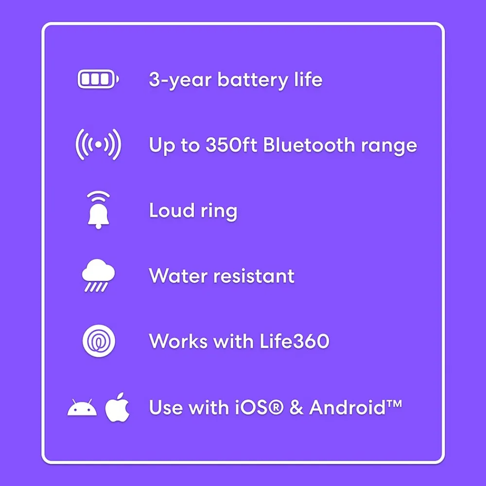 Life360 Tile Essentials Pack Bluetooth Tracker, Black, 4/Pack (RE-64014)<Tile by Life360 Outlet