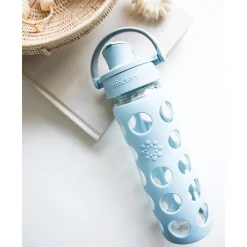 Lifefactory Glass Water Bottle, 22 oz., Denim (LIFLG4321MDE4)