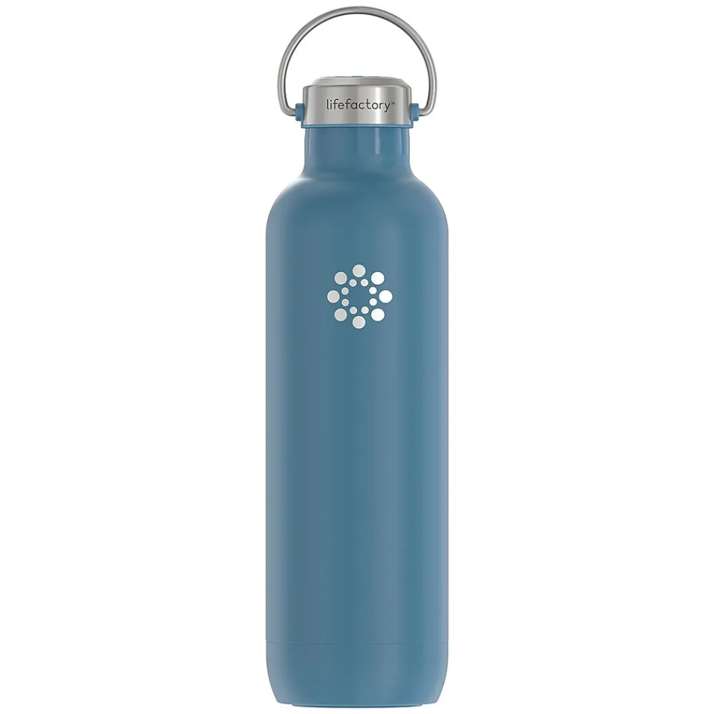 Lifefactory Stainless Steel Double Wall Insulated Water Bottle, 32 oz., Dark Denim (LIFLS365MDD4)