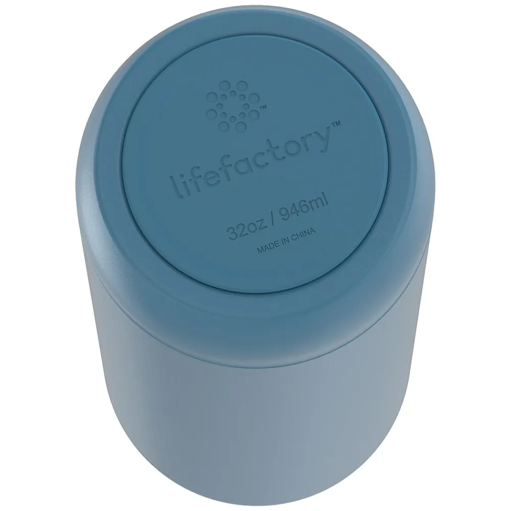 Lifefactory Stainless Steel Double Wall Insulated Water Bottle, 32 oz., Dark Denim (LIFLS365MDD4)