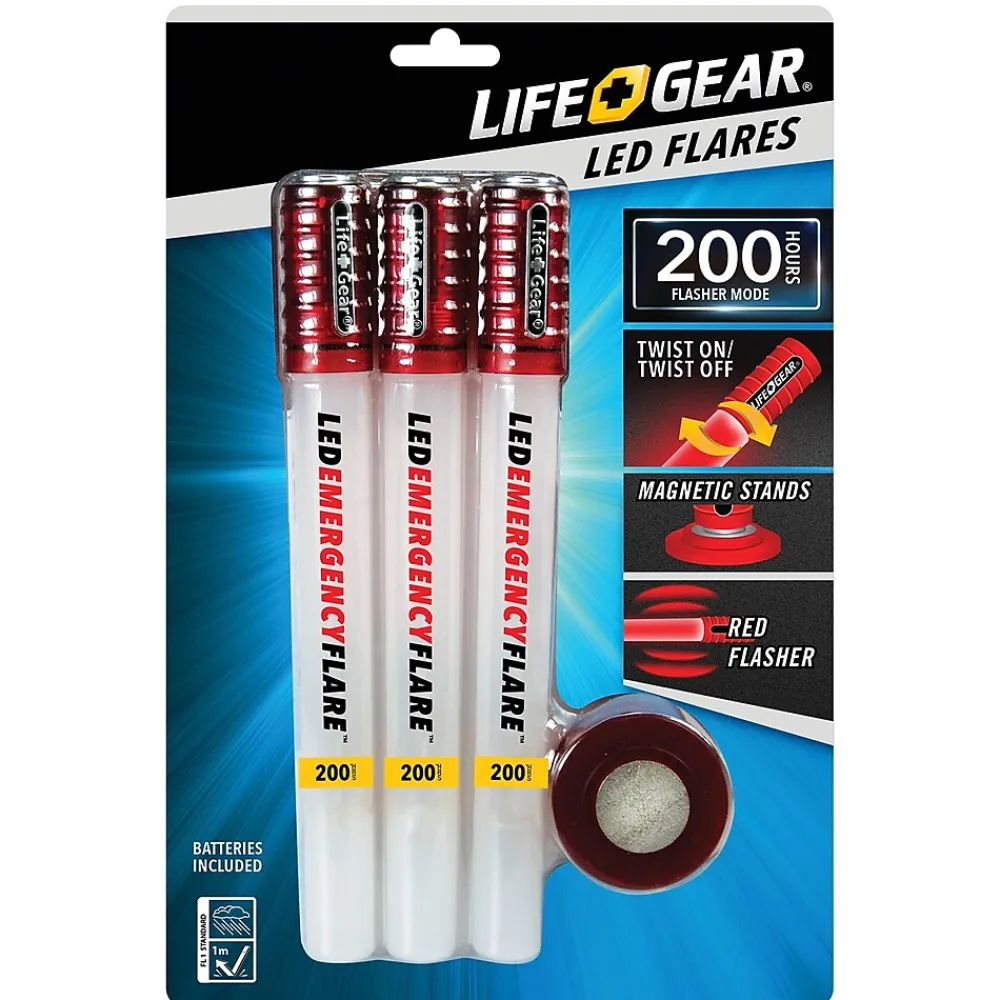 LifeGear Life+Gear 7.4" LED Emergency Flares 3/Pack, White (WM11-10446-RED)