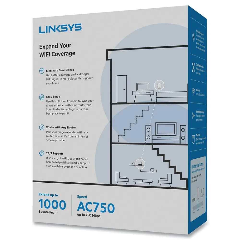 Online Linksys RE6300 Dual Band 2.4/5GHz Wireless and Ethernet Extender, White