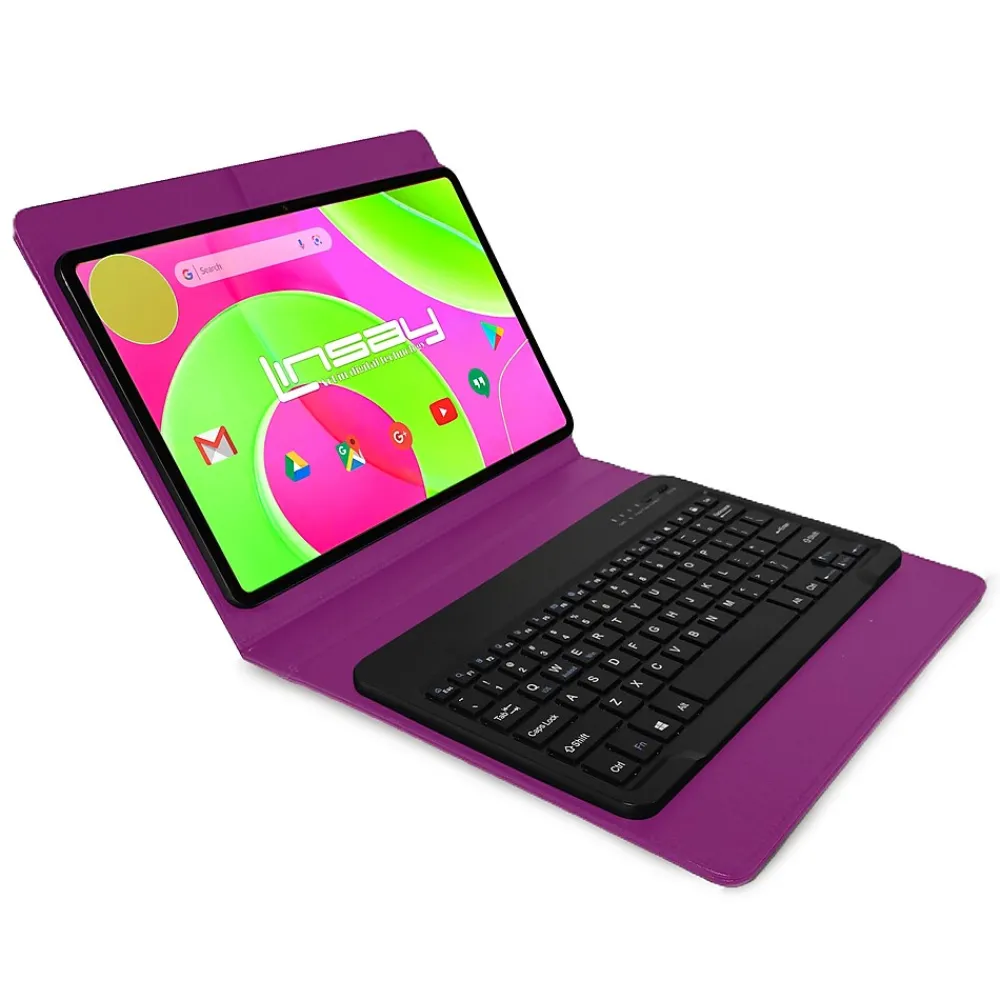 12" Octa Core Tablet, 8GB RAM, 256GB Storage, Android 14, Bundled with Purple Style Keyboard and Stylus Pen<Linsay