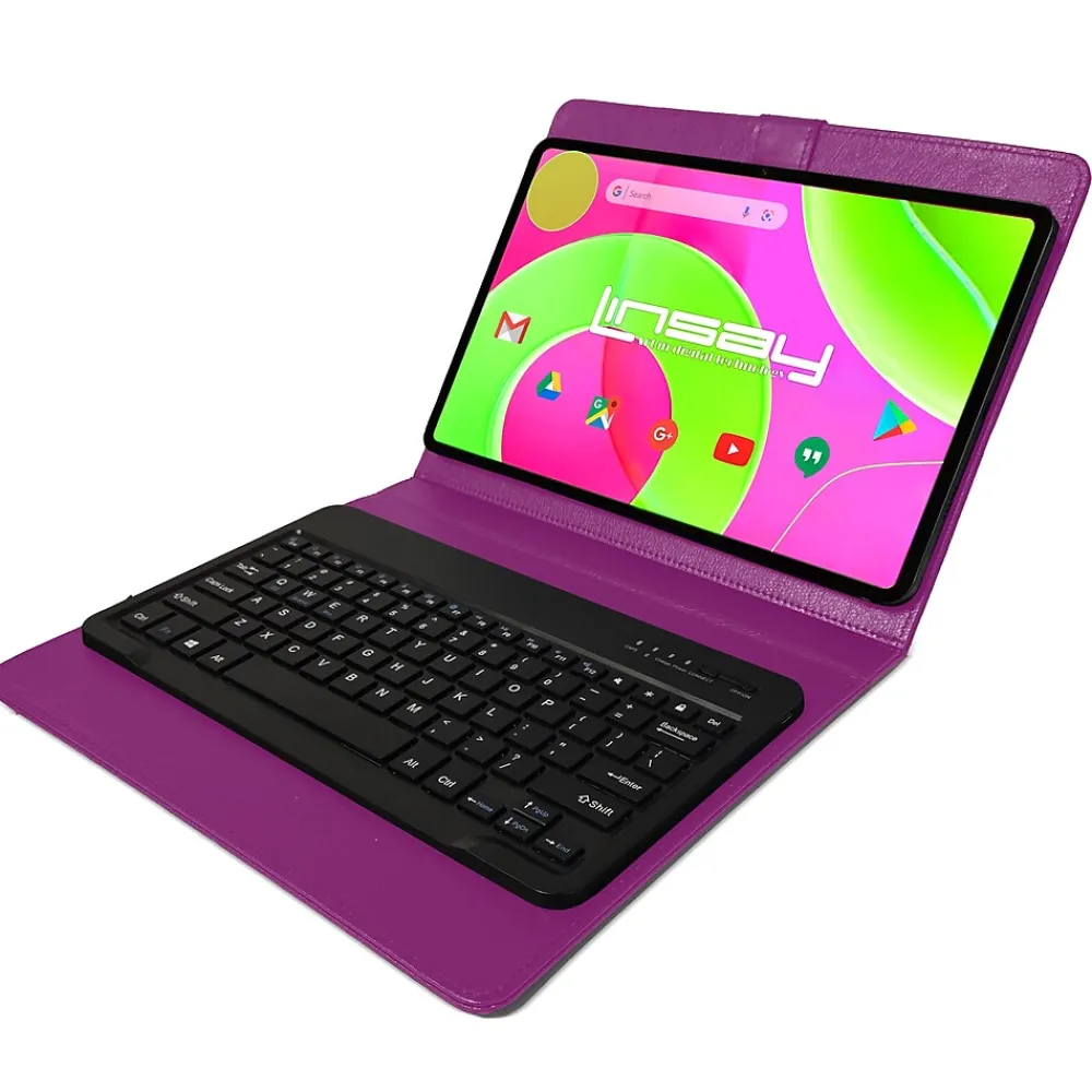 12" Octa Core Tablet, 8GB RAM, 256GB Storage, Android 14, Bundled with Purple Keyboard Case, Backpack and Stylus Pen<Linsay Online