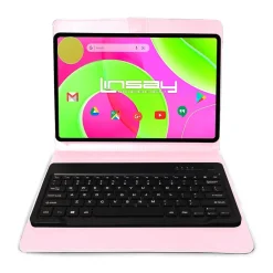 12" Octa Core Tablet, 8GB RAM, 256GB Storage, Android 14, Bundled with Pink Style Keyboard with App Pack<Linsay