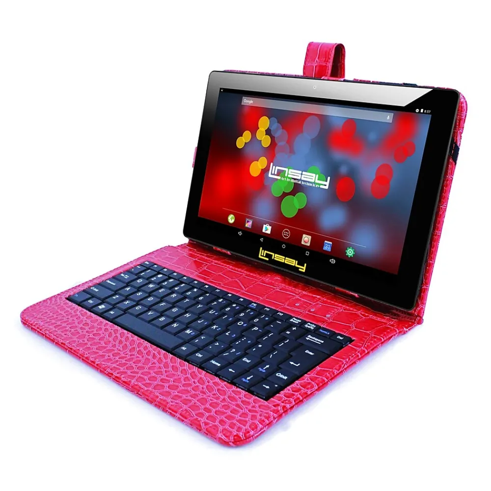 F10 Series 10.1" Tablet, WiFi, 2GB RAM, 64GB , Android 13, Black w/Red Crocodile Keyboard (F10XIPSBKCOREDW)<Linsay