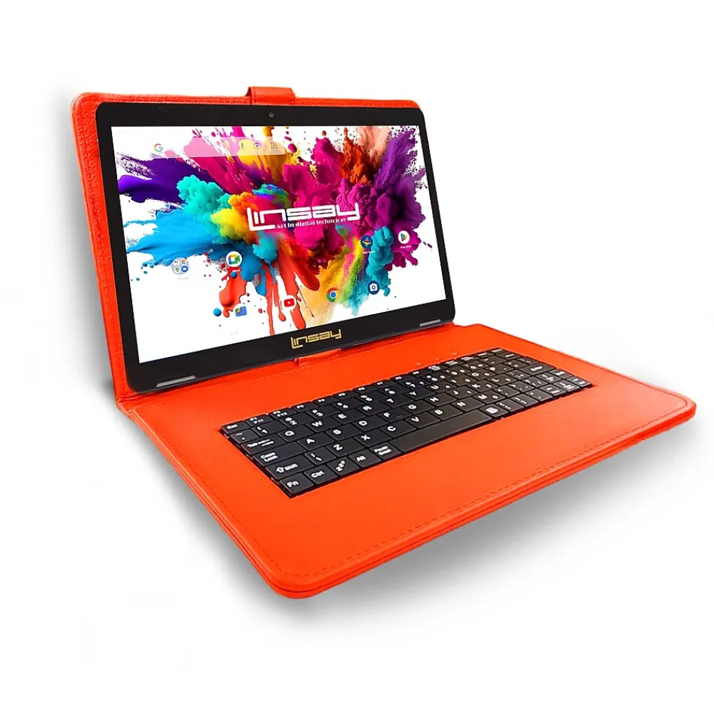 Octa Core 10.1" Tablet, 4GB RAM, 128GB Storage, Android 13, Bundled with Red Style Keyboard and Stylus Pen<Linsay Discount