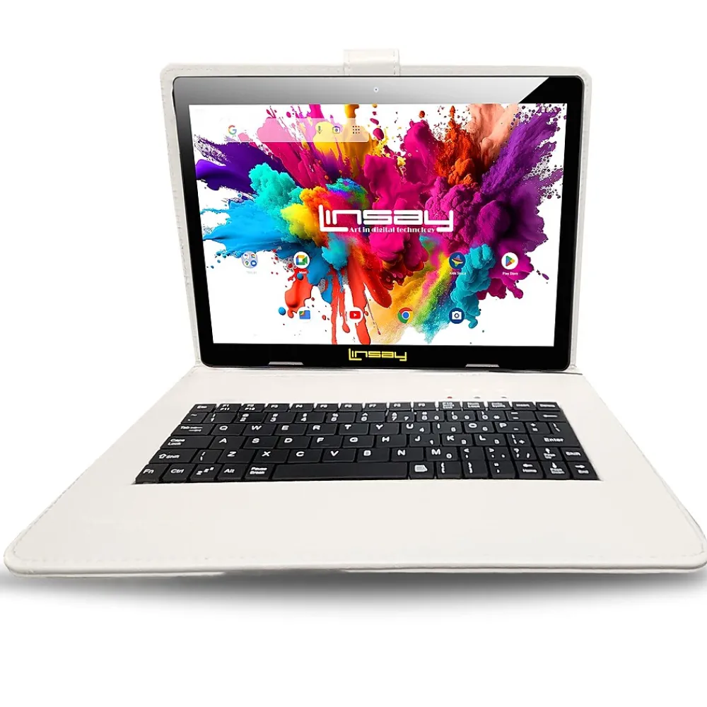 Octa Core 10.1" Tablet, 4GB RAM, 128GB Storage, Android 13, Bundled with Oracle Keyboard, Briefcase and Stylus Pen<Linsay Clearance
