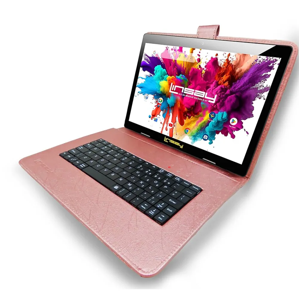 Octa Core 10.1" Tablet, 4GB RAM, 128GB Storage, Android 13 OS, Bundled with Keyboard Case, Briefcase & Stylus Pen<Linsay New