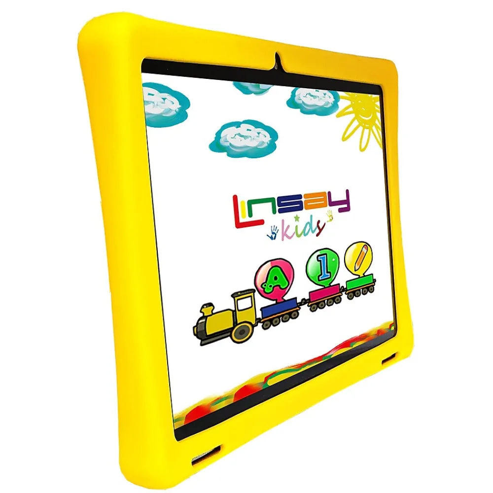 Octa Core 10.1" Tablet, 4GB RAM, 128GB Storage, Android 13, Bundled with Yellow Kids Defender Case, Backpack, Stylus Pen<Linsay Best